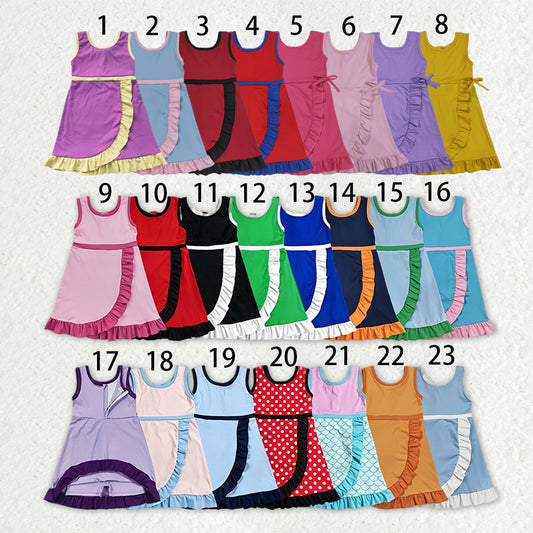 Sibling Baby Girls Sleeveless Yoga Active Ruffle Knee Length Dresses