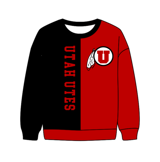 Preorder(moq 8)Baby Boys Red Black Sleeve Utah Utes Team Tee Shirts Top