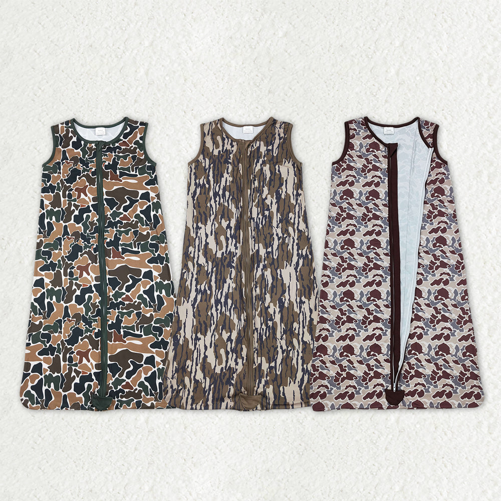 Sibling Baby Newborn Fall Camo Zip Gowns