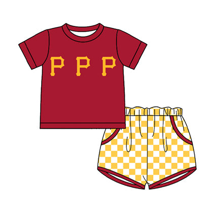 Preorder moq 5 Baby Boys Short Sleeve P Top Checked Pockets Short Team Clothes Sets