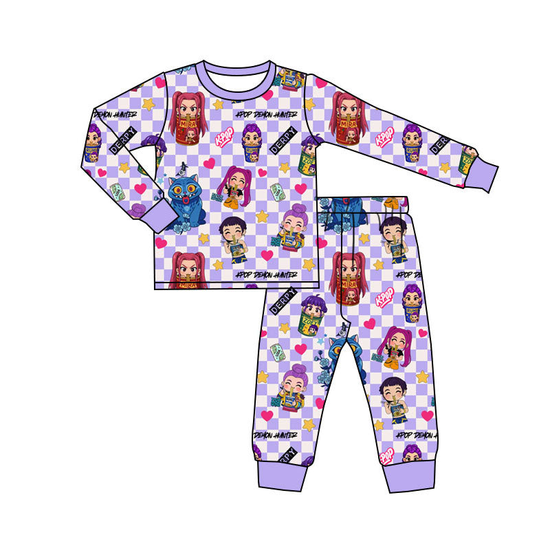 Preorder(moq 5) Baby Girls Cartoon Girls Hearts Top Pants Pajamas Sets