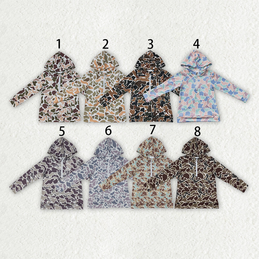 Sibling Baby Boys Long Sleeve Southern Camo Zip Pockets Hoodies Tops