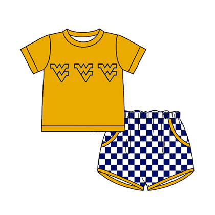 Preorder moq 5 Baby Boys Short Sleeve WV Top Checked Pockets Short Team Clothes Sets