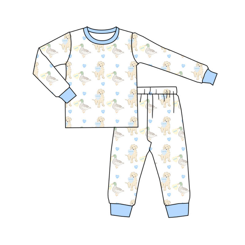 Preorder(moq 5) Baby Boys Hearts Ducks Dogs Top Pants Valentine Pajamas Sets