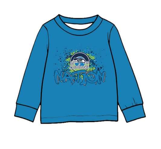 Preorder (moq 5)Baby Boys Blue Long Sleeve Eagles Team T-shirts Top