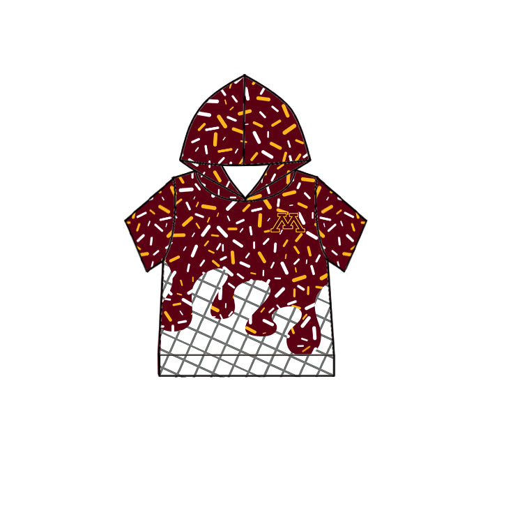 Preorder (moq 5)Baby Boys Short Sleeve Red Sprinkles Drip Minnesota Team Hoodies Top