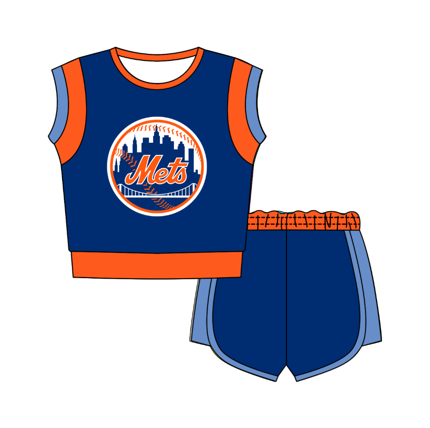 Preorder moq 5 Baby Girls Sleeveless Shirts Top Short Team Clothes Set