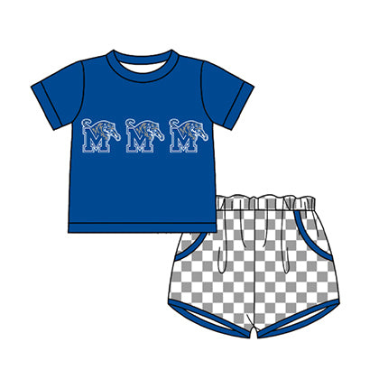 Preorder moq 5 Baby Boys M Tigers Top Checked Pockets Short Team Clothes Sets