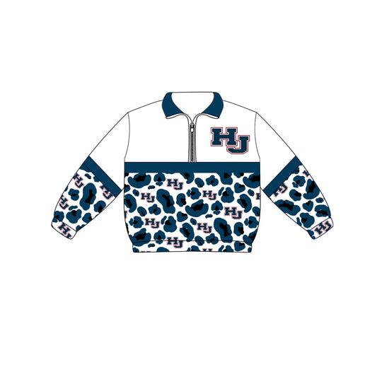 Preorder (moq 5)Baby Boys Long Sleeve Green Leopard HJ Team Zip Pullovers Tops