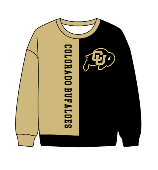 Preorder(moq 8)Baby Boys Khaki Black Sleeve CU Colorado Team Tee Shirts Top