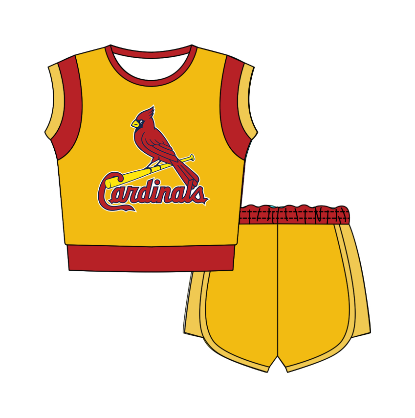 Preorder moq 5 Baby Girls Sleeveless Shirts Top Short Team Clothes Set