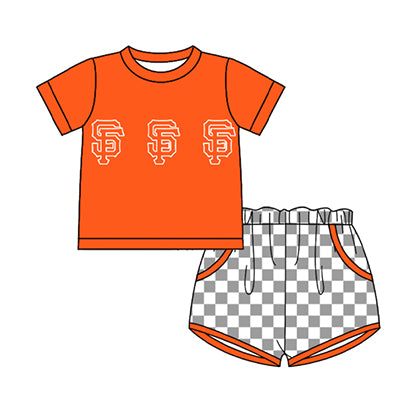 Preorder moq 5 Baby Boys Short Sleeve SF Top Checked Pockets Short Team Clothes Sets