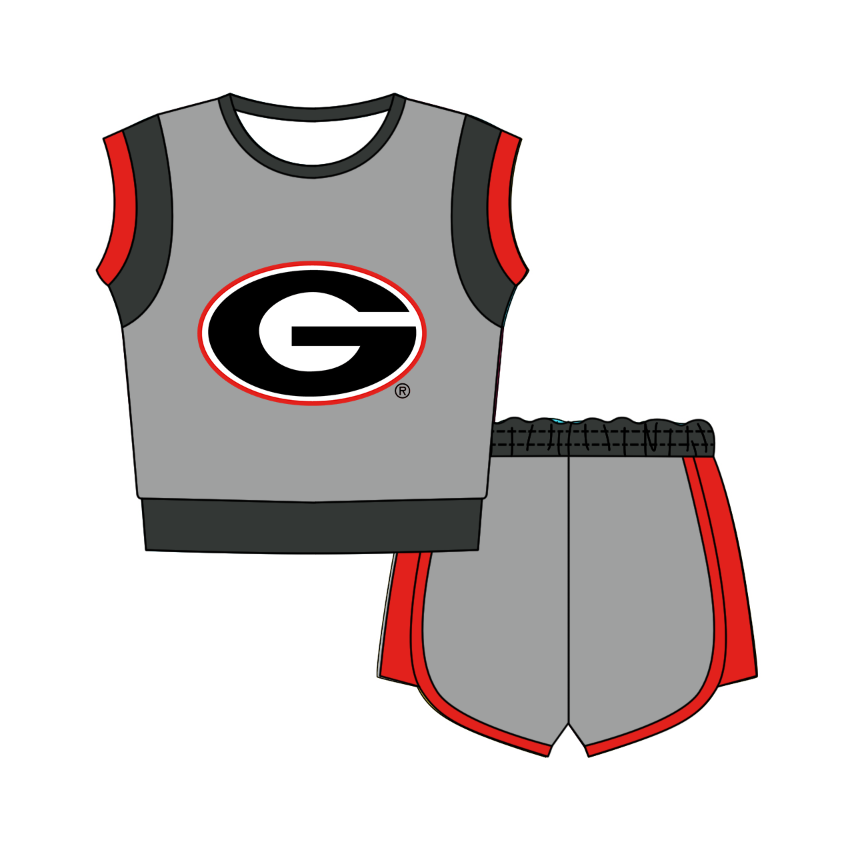 Preorder moq 5 Baby Girls Sleeveless Shirts Top Short Team Clothes Set