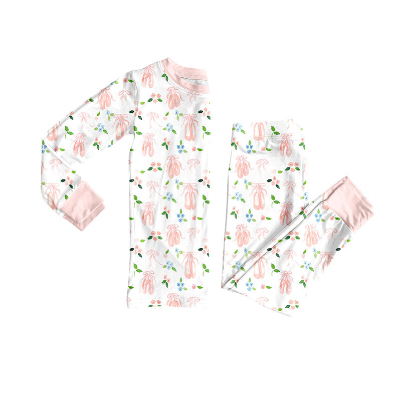 Preorder(moq 5) Baby Girls Flowers Bows Shoes Top Pants Pajamas Sets