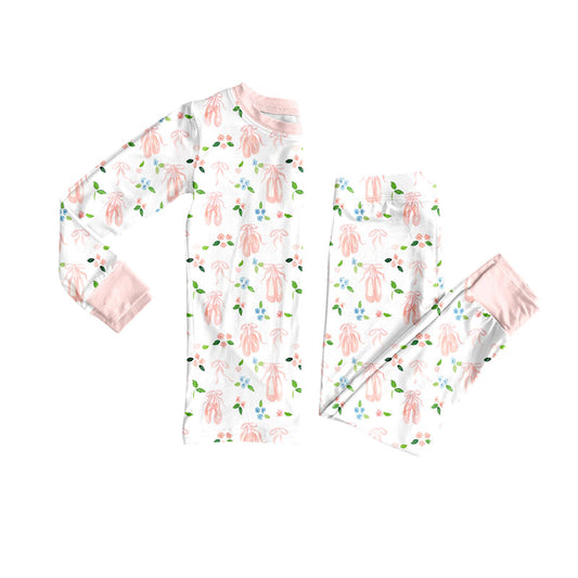 Preorder(moq 5) Baby Girls Flowers Bows Shoes Top Pants Pajamas Sets