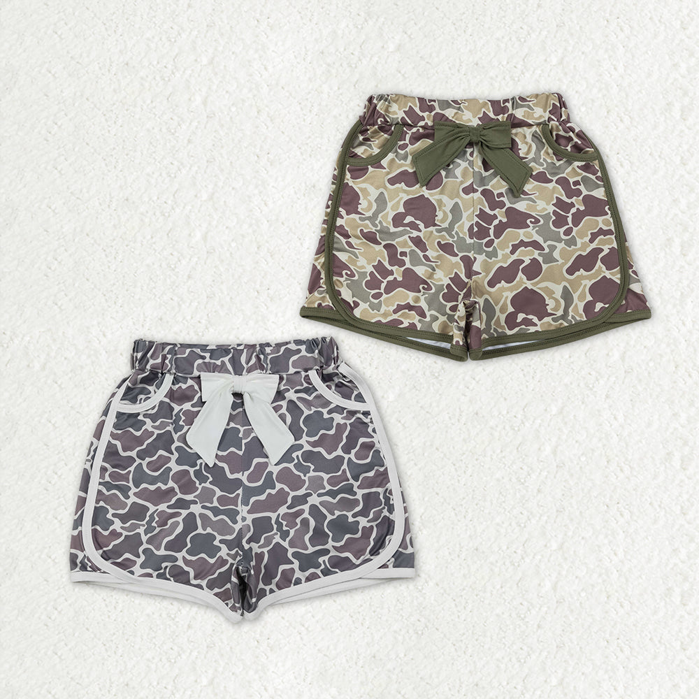 Sibling Baby Girls Southern Camo Bows Pockets Shorts Bottom
