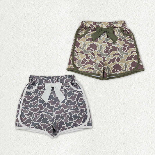 Sibling Baby Girls Southern Camo Bows Pockets Shorts Bottom