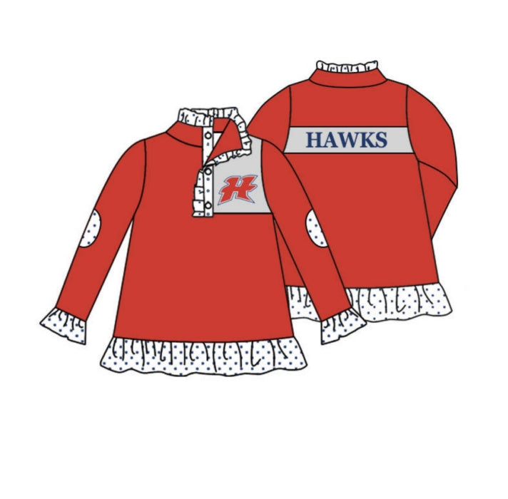 Baby Girls Red Hawks Team Pullover Shirt Tee Shirts preorder(moq 5)