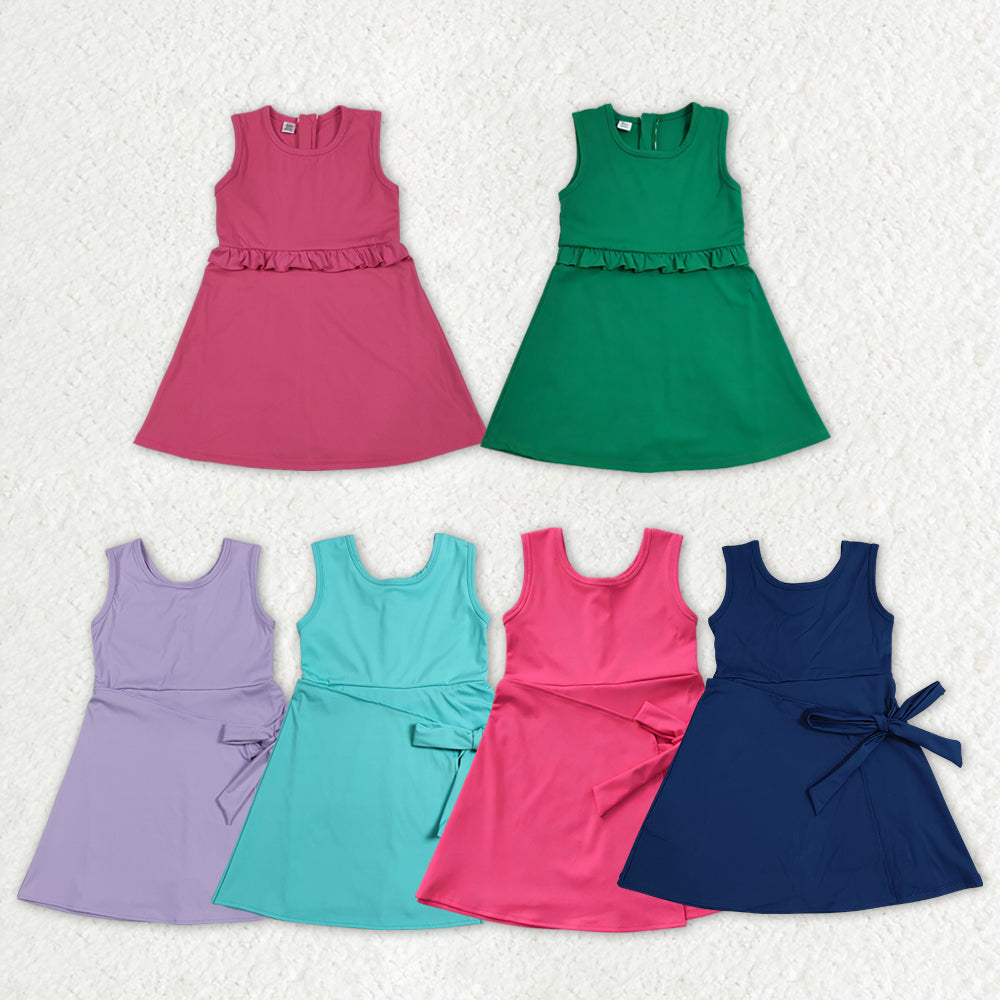 Sibling Baby Girls Sleeveless Back Zip Yoga Active Shorts Knee Length Dresses