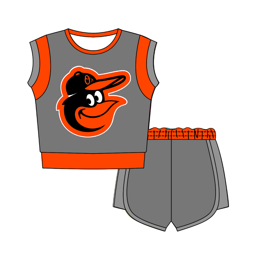Preorder moq 5 Baby Girls Sleeveless Shirts Top Short Team Clothes Set