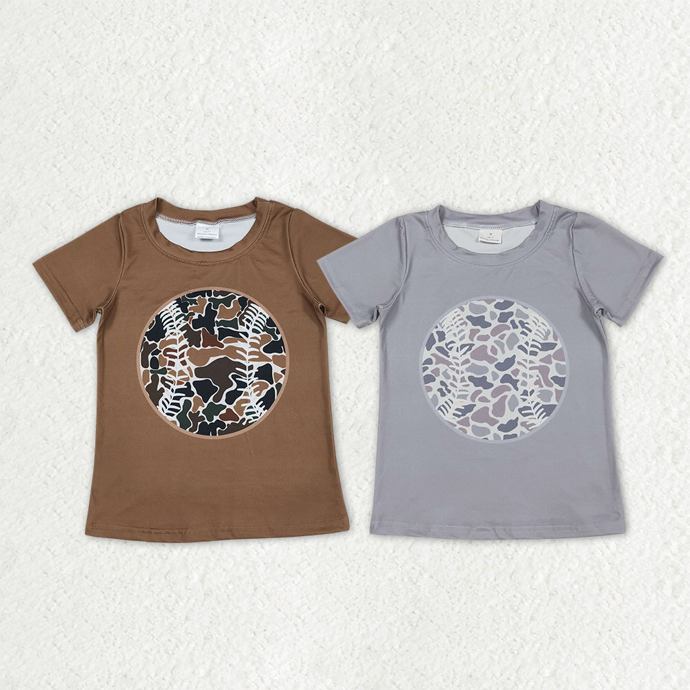 Sibling Baby Boys Camo Baseballs Top Pockets Short Team Clothes Sets