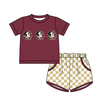 Preorder moq 5 Baby Boys Short Sleeve Top Checked Pockets Short Team Clothes Sets