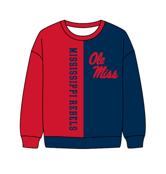 Preorder(moq 8)Baby Boys Blue Red Sleeve Mississippi Team Tee Shirts Top