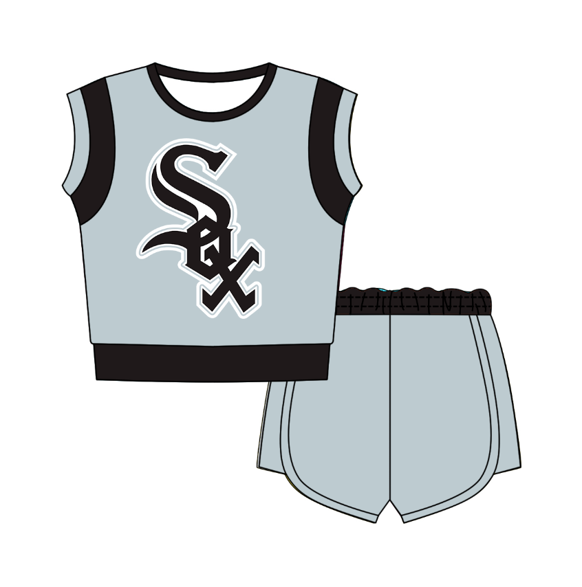 Preorder moq 5 Baby Girls Sleeveless Shirts Top Short Team Clothes Set