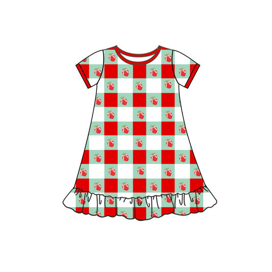 Preorder(moq 5) Baby Girls Bows Strawberry Valentine Ruffle Knee Length Dresses