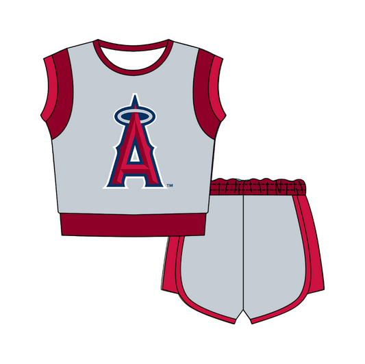 Preorder moq 5 Baby Girls Sleeveless Shirts Top Short Team Clothes Set