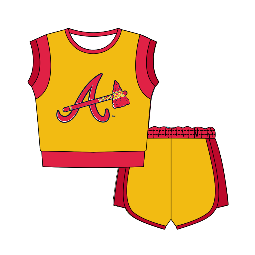 Preorder moq 5 Baby Girls Sleeveless Shirts Top Short Team Clothes Set