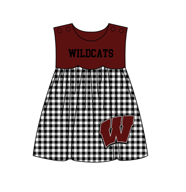 Preorder moq 5 Baby Girls Sleeveless Wildcats Team Knee Length Dresses