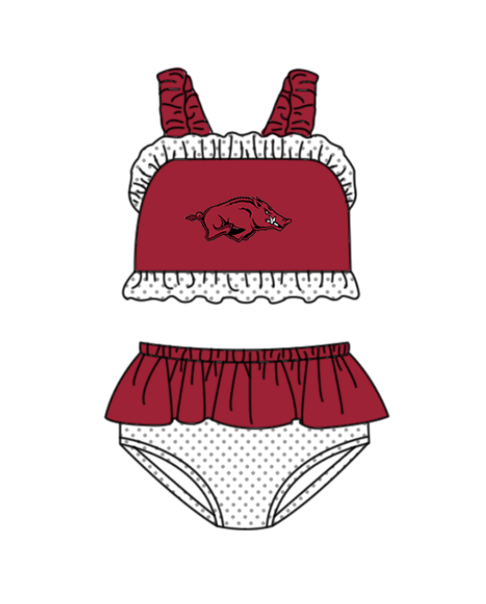 Preorder moq 5 Baby Girls Red Bulls Strap Vest Top Bummies Short Team Swimsuits