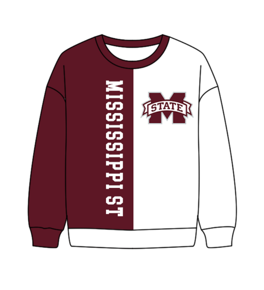 Preorder(moq 8)Baby Boys Dark Red White Sleeve M State Team Tee Shirts Top