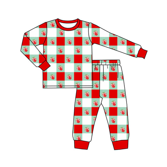 Preorder(moq 5) Baby Boys Bows Strawberry Top Pants Valentine Pajamas Sets