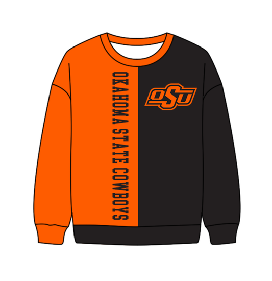 Preorder(moq 8)Baby Boys Orange Black Sleeve OSU Team Tee Shirts Top