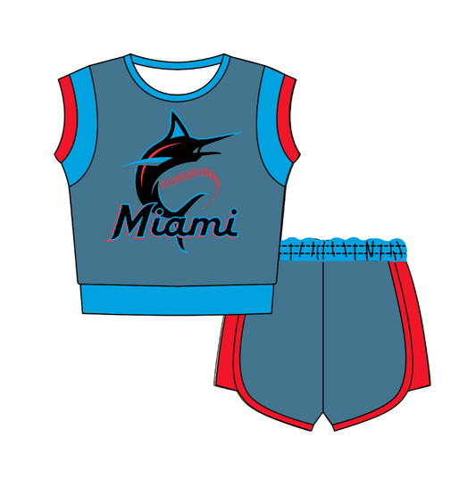 Preorder moq 5 Baby Girls Sleeveless Shirts Top Short Team Clothes Set
