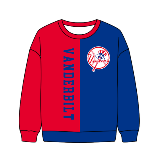 Preorder(moq 8)Baby Boys Red Blue Sleeve Vanderbilt Team Tee Shirts Top