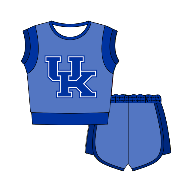 Preorder moq 5 Baby Girls Sleeveless Shirts Top Short Team Clothes Set