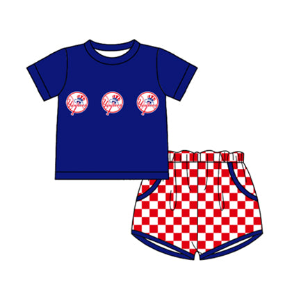Preorder moq 5 Baby Boys Short Sleeve Top Checked Pockets Short Team Clothes Sets