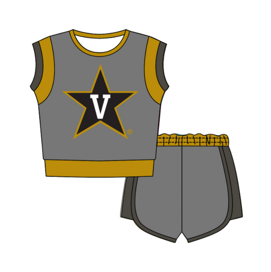 Preorder moq 5 Baby Girls Sleeveless Shirts Top Short Team Clothes Set