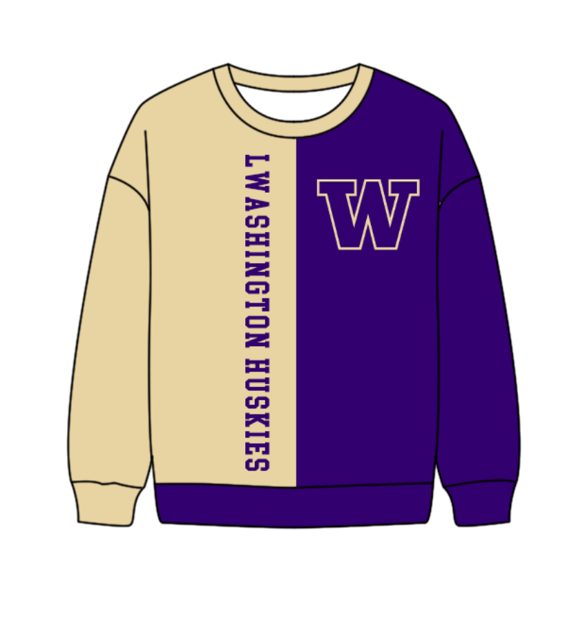 Preorder(moq 8)Baby Boys Khaki Purple Sleeve W Lwashington Team Tee Shirts Top