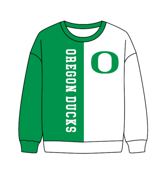 Preorder(moq 8)Baby Boys Green White Sleeve Oregon Ducks Team Tee Shirts Top