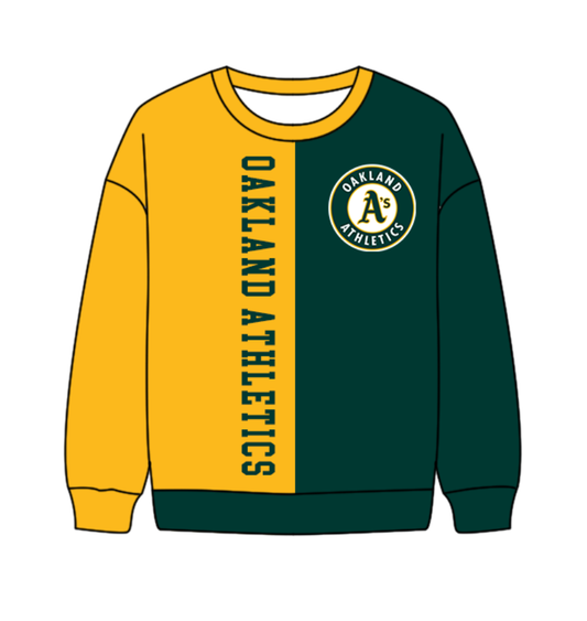 Preorder(moq 8)Baby Boys Green Yellow Sleeve Oakland Athletics Team Tee Shirts Top