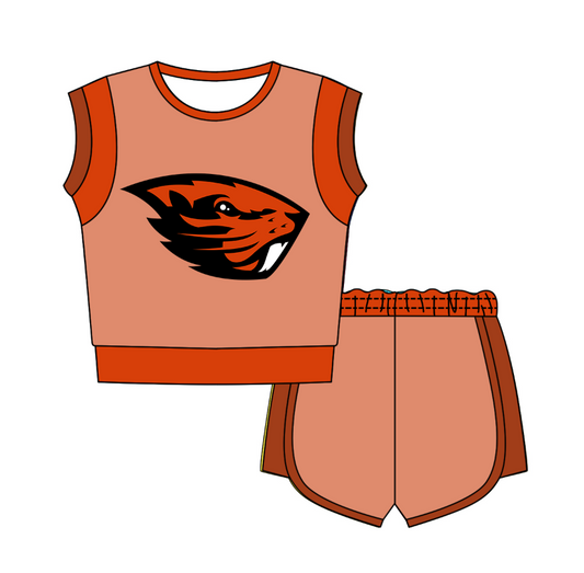 Preorder moq 5 Baby Girls Sleeveless Shirts Top Short Team Clothes Set