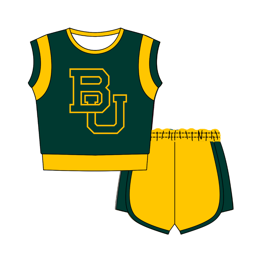 Preorder moq 5 Baby Girls Sleeveless Shirts Top Short Team Clothes Set