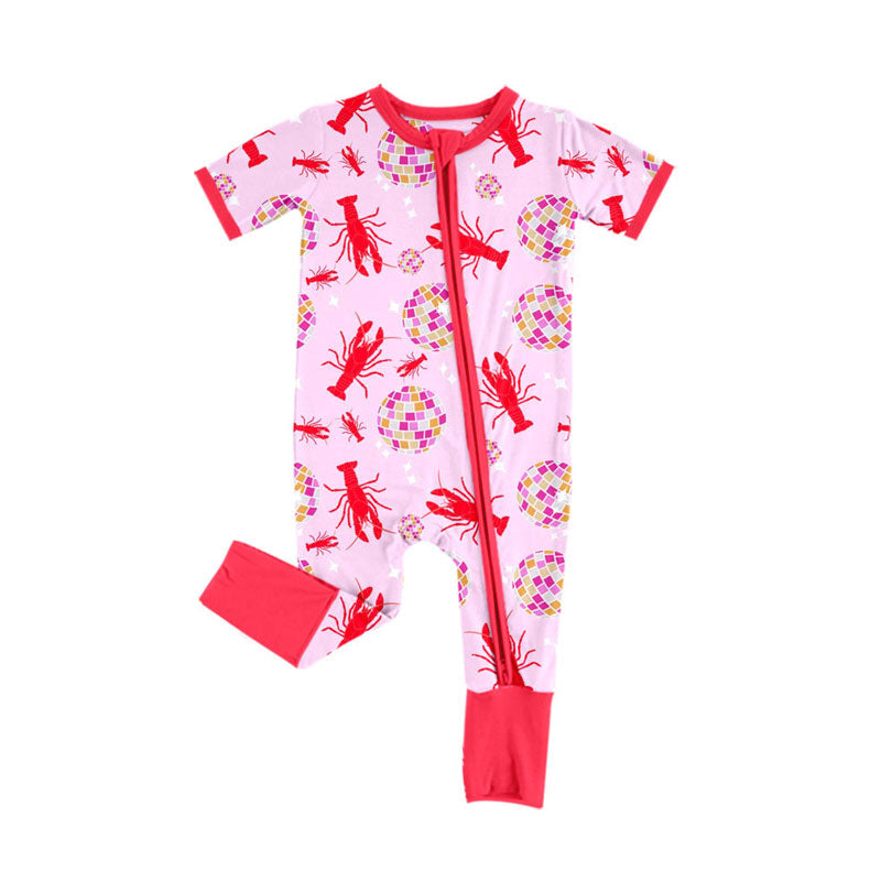 Preorder (moq 5)Baby Girls Crayfishes Balls Two Way Zip Convertible Rompers