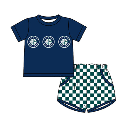 Preorder moq 5 Baby Boys Short Sleeve Top Checked Pockets Short Team Clothes Sets