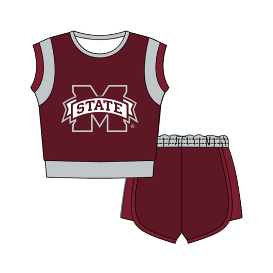 Preorder moq 5 Baby Girls Sleeveless Shirts Top Short Team Clothes Set