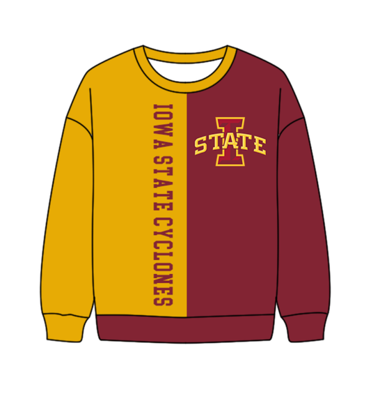 Preorder(moq 8)Baby Boys Yellow Red Sleeve Iowa State Team Tee Shirts Top